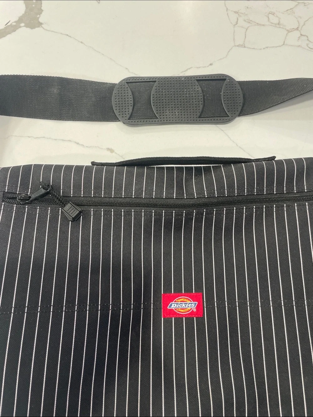 Dickies Black Pinstripe Messenger Crossbody Bag